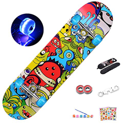 LEELLY Monopatín, monopatín Completo de Arce de Grado A de 31"con Ruedas de Destello Monopatín de Habilidad de Doble Patada Adolescente Adultos Princi características