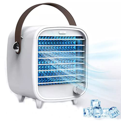 LERSHY Ventilador de Aire acondicionador Mini portátil, Ventilador de Enfriador de Aire de Escritorio pequeño USB con luz Nocturna, dirección de Vient características