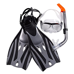 QHYXT Máscara de Buceo subacuática, esnórquel, Gafas antivaho, Gafas, Aletas de Buceo, Juego de esnórquel, Equipo de natación Profesional Seguro (Negr precio