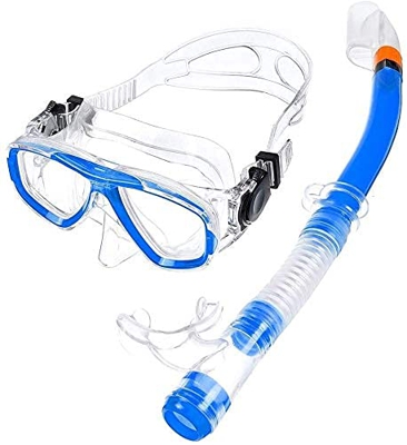QHYXT Máscara de Buceo con esnórquel de Cara Completa Máscara de Buceo Gafas de esnórquel Gafas de Cara con Tubo de respiración Material Ambiental par