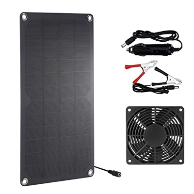Ventilador Alimentado por Panel Solar, Ventilador de Escape Solar Impermeable IP65 para Exteriores, Mini Ventilador USB de 10 W 12 V para vehículos re