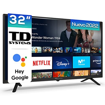 TD Systems - Smart TV Hey Google Official Assistant - Televisores 32 Pulgadas, Control por Voz, Chromecast, 2X HDMI, USB. 3 años de garantía - K32DLC1