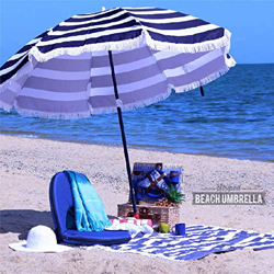 ZJIEX Sombrilla de Playa Exterior Parasol 1.8M Antiviento Sombrilla de Jardín Sombrilla de Patio Poste Desmontable Sombrilla con Flecos características