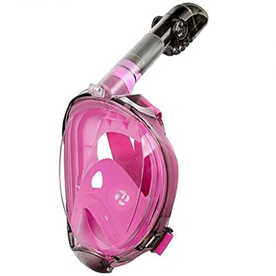 QHYXT Máscara de Buceo con esnórquel de Cara Completa Máscara de esnórquel panorámica antivaho de Cara Completa para Buceo con esnórquel (Rosa L)