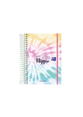 Oxford, Agenda 2022 2023 DÍa Por Página, Tapa Extradura, 12x18 cm, Español, Diseño Tie Dye "Hippie"