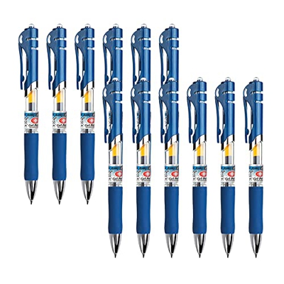 12 unidades Retráctiles Elegante Bolígrafos de Bola Bolígrafos de Tinta de Gel Azul Boligrafos de Antideslizantes Punta de Bala para Oficina/Escolar/H