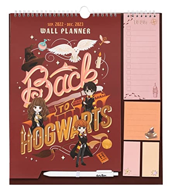 Planificador de pared Harry Potter con notas adhesivas y bolígrafo - Calendario pared de septiembre 2022 a diciembre 2023 - Calendario familiar - Plan