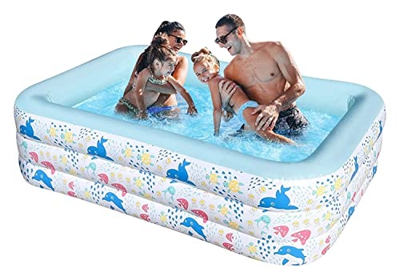 Aijos Piscina Inflable, Piscina de Remo Grande 210 x 140 x 60 cm, Piscina Familiar Piscina Piscina Piscina Rectangular for jardín for Adultos al Aire 