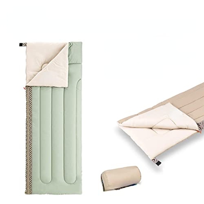 DLRICH Saco de dormir de algodón ultraligero al aire libre camping empalmado adulto saco de dormir lavable edredón verde