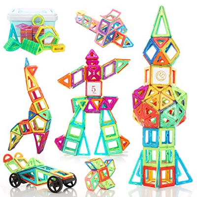 Withosent 159 Piezas Bloques Construcción Magneticos para Niños, 3D Bloques Construcciones Magneticas Juguetes Niños, DIY Juguetes Educativos para 3 4