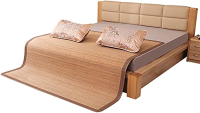 Alfombras para dormir de verano Mat de carbonización Summer for dormir Topper de bambú, alfombra de paja plegable de doble cara for la cama, almohadil