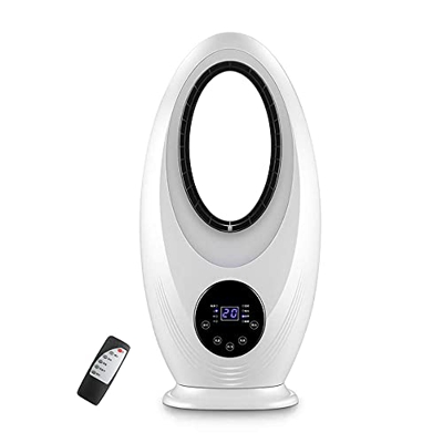 YUELEI- Ventilador de la torre oscilante del escritorio sin brillo con control remoto, Temporizador de 12h, ventilador de pie tranquilo de frío, venti