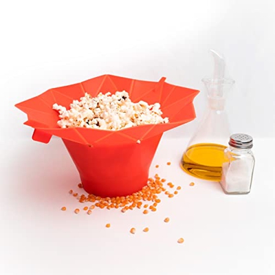 Recipiente para hacer palomitas de maiz en el microondas│ Palomitero│Popcorn bowl de silicona para palomitas dulces, saladas, de queso, con sabores│Cu