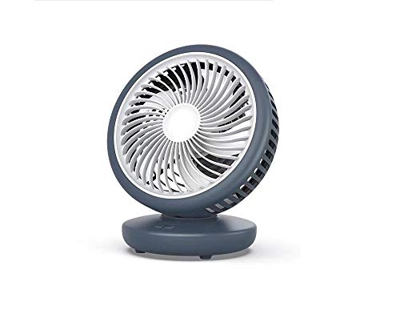 Mini Fan Desktop Cycle Fan Mute Portable USB Charging 4000 MAh 4 File Wind Speed Home Office Outdoor Travel Summer Gift (Color : Dark Blue)