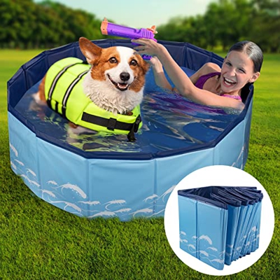 TIANHAO Piscina plegable para perros, 120 x 30 cm, de PVC, portátil, para perros, grandes, para perros medianos y grandes, antideslizante, para interi