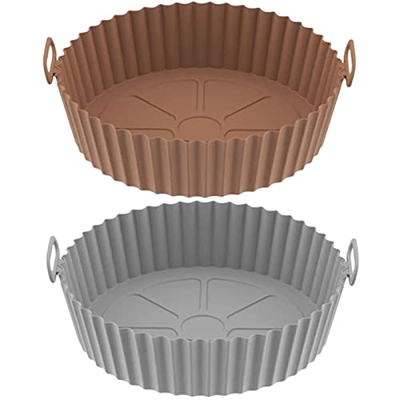 Varipos Air Fryer Silicone Baking Tray, Air Fryer Silicone Pots, Reusable Air Fryer Liner, Air Fryer Special Bowl Silicone Pad (A+B)