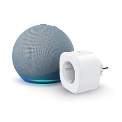 Echo Dot (4.ª generación), Azul grisáceo + Meross Smart Plug (enchufe inteligente WiFi), compatible con Alexa - Kit de inicio de Hogar digital en oferta