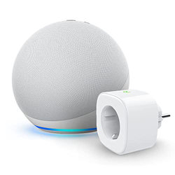 Echo (4.ª generación), Sonido de alta calidad, Blanco + Meross Smart Plug (enchufe inteligente WiFi), compatible con Alexa - Kit de inicio de Hogar di características