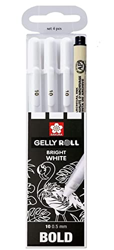 Sakura Gelly Roll Blanco Bolígrafo Bright White en una estuche, talla 10 (0,5 mm) + Sakura Pigma Micron Negro 05 características