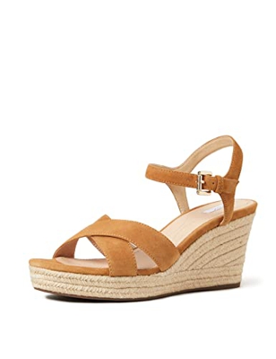 Geox D SOLEIL A, Sandalia De Cuña, para Mujer, Amarillo (Amarillo (Curry), 38.5 EU