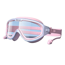 ZLYPSW Gafas de natación Infantiles Impermeables y Anti-Fog Gafas Grandes Gafas de natación con Tapones for los oídos (Color : E) características