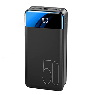 Wttfc Power Bank 50000Mah Power Banks Carga Rápida Batería Externa Portátil [3 Salidas 3 Entradas] Pantalla LED Cargador Portatil Móvil con Linternas 