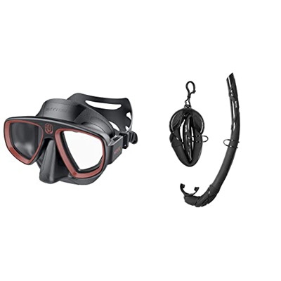 Seac Extreme50, Máscara de Buceo,  Apnea y Pesca submarina con Lentes Intercambiables + Turtle Esnórquel Plegable de Silicona 100% hipoalergénica