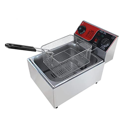 Freidora eléctrica de Grado Profesional Comercial, freidora Profunda de Acero Inoxidable para encimera con Control de Temperatura y Cesta (6L) precio