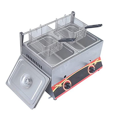 Freidora de gas para rosquillas fritas, freidora de gas/LPG de encimera de gran capacidad de 11L/22L para el hogar y comercial, potencia de fuego ajus