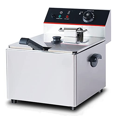 Freidora eléctrica de encimera Comercial de 3500 W con Cesta para freír, Acero Inoxidable, Temperatura Ajustable, fácil de Limpiar (8L)