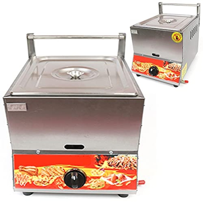 Freidora de gas de 11 l, potencia de fuego ajustable, freidora de GLP de acero inoxidable de gran capacidad con cestas y tapas extraíbles, para patata