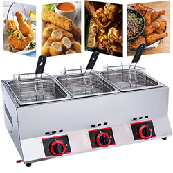 Freidora De Gas, Freidora Profesional Comercial, Freidora Doble De Gran Capacidad De 33 L, con Cestas Y Tapa Extraíbles, Potencia De Fuego Ajustable,  en oferta