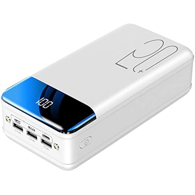 Wttfc Batería Externa 50000mAh, Power Bank con 3 Salidas USB Cargador Portátil para iPhone Samsung Android Móviles y más,Blanco