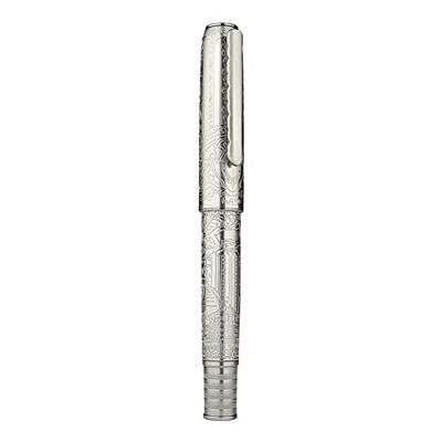 Hongdian - Pluma estilográfica de pistón de acero plateado, 100 puntas finas de iridio, bolígrafos de escritura suave, bonito bolígrafo de escritura p