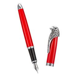 Pluma estilográfica personalizada Fuliwen, punta fina de iridio con clip de cabeza de águila calva, colección de regalo personalizada con bolsa de bol en oferta