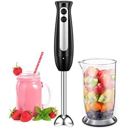Batidora de Mano 400 W, Minipimer con Vaso de Precipitados 700 ml, 2 Velocidades y Función Turbo, Acero inoxidable, Protector contra salpicaduras, Apt precio