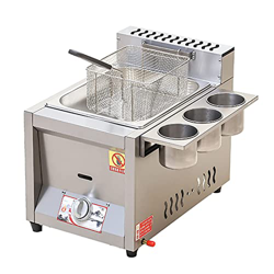 Freidora De Gas, Freidora De Gas De Encimera Comercial con Cesta Y Tapa A Prueba De Salpicaduras, Potencia De Fuego Ajustable, para Restaurante Comerc características