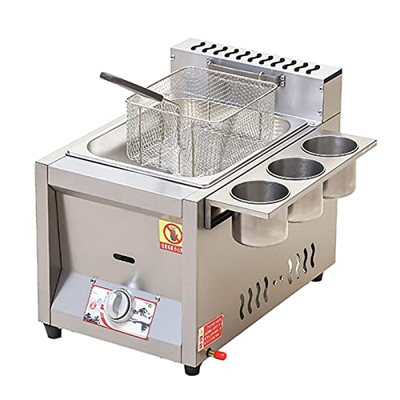 Freidora De Gas, Freidora De Gas De Encimera Comercial con Cesta Y Tapa A Prueba De Salpicaduras, Potencia De Fuego Ajustable, para Restaurante Comerc