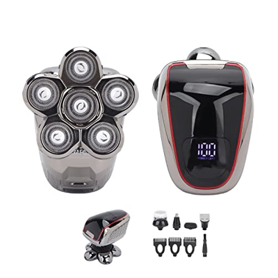 ciciglow Afeitadora para Hombre, Afeitadora eléctrica para Cabeza y Cara,Afeitadora Eléctrica 5 en 1, 6D Cabeza,Maquina de Afeitar Impermeable,Recorta