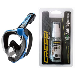 Cressi Duke Dry Full Face Mask Mascara de Buceo Snorkel Seca Cara Completa, Unisex Adulto, Negro/Azul, M/L + Premium Anti Fog - Antivaho Spray para Má precio