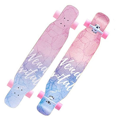 ZXM Skateboard 46"Tabla Larga, 8 Capas de Arce Duro Doble Patada, Patinaje de Freestyle en Crucero Hecho for Adultos, Adolescentes, Cargar 440 Lbs (Co