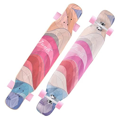 Tuklye Skateboard 46"Tabla Larga, 8 Capas de Arce Duro Doble Patada, Patinaje de Freestyle en Crucero Hecho for Adultos, Adolescentes, Cargar 440 Lbs 
