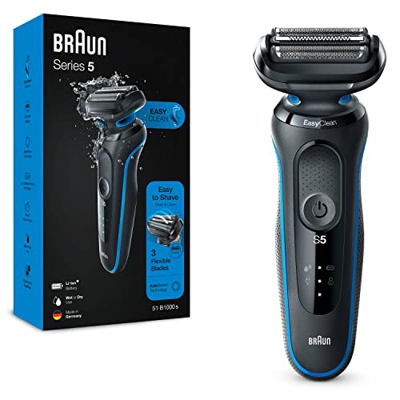 Braun Series 5 51-B1000s Afeitadora Eléctrica Para Hombre, EasyClean, Uso En Seco Y En Mojado, Recargable, Inalámbrica, Azul
