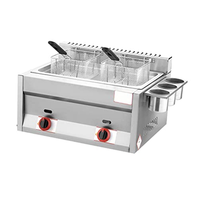 Freidora a Gas, freidora de Acero Inoxidable con Tanque de Alta Capacidad con Cuchara de Cesta para Restaurante Comercial, encimera, freidora de Cocin
