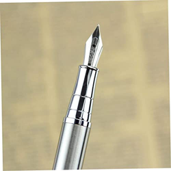 Obelunrp Metal Fountain Pen, Pluma Fuente de 13.5 cm (Plata metálica) Modern Classic Signature Fountain Pen con Recarga de Tinta para Gente de Negocio precio