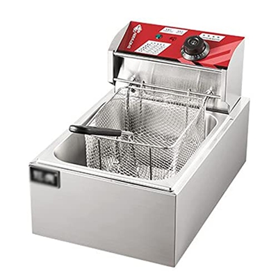 Freidora eléctrica con Cesta y Tapa, freidora Comercial de Acero Inoxidable de 2500 W y 10 l, freidora Francesa de encimera con Control de Temperatura