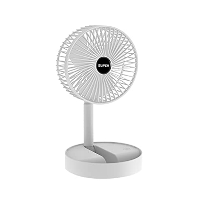 MasterUnion Mini ventilador plegable portátil pequeño ventilador silencioso recargable escritorio de oficina FX7, Blanco Es3, M