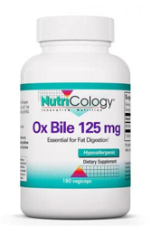 Nutricology, Ox Bile (Bilis de Buey), 125mg, 180 Cápsulas, Probado en Laboratorio, Sin Gluten, Sin Soja, No GMO precio