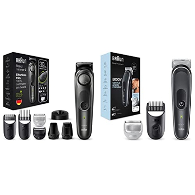 Braun Recortadora de Barba, Máquina Cortar Pelo, Cortapelos Hombre + Body Depiladora Corporal Hombre, Maquinilla de Afeitar Hombre Corporal con Tecnol