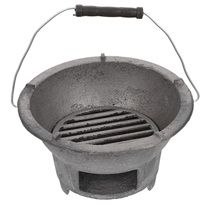 Angoily Parrilla de Carbón de Hierro Fundido Tableta Japonesa Parrilla Parrilla Mini Portátil Hibachi Parrilla Parrilla Cubierta para Acampar Herramie